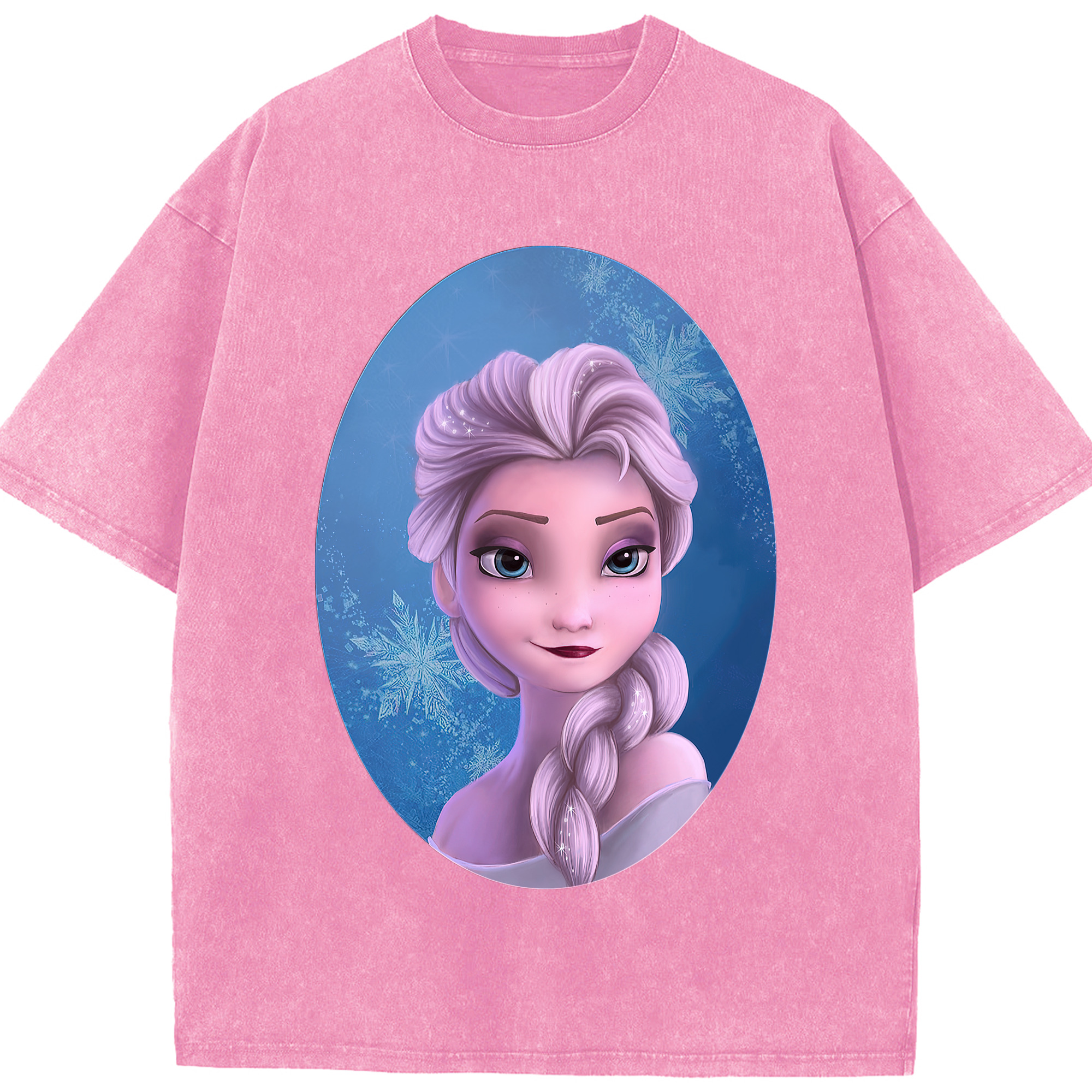 （画像用） アナと雪の女王 アンナ エルサ Frozen Anna Elsa 綿100% ヴィンテージ風 半袖Tシャツ（フロントプリント）